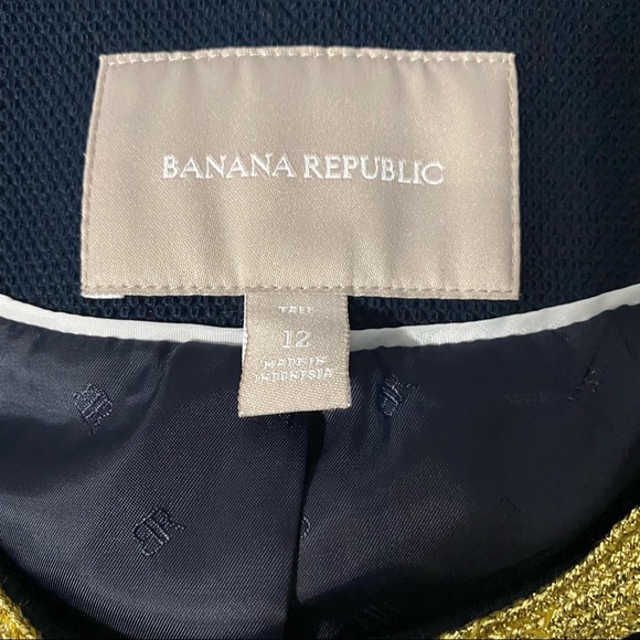 Banana Republic Blazer with Gold Trim Size 12 Blue - Picture 4 of 10